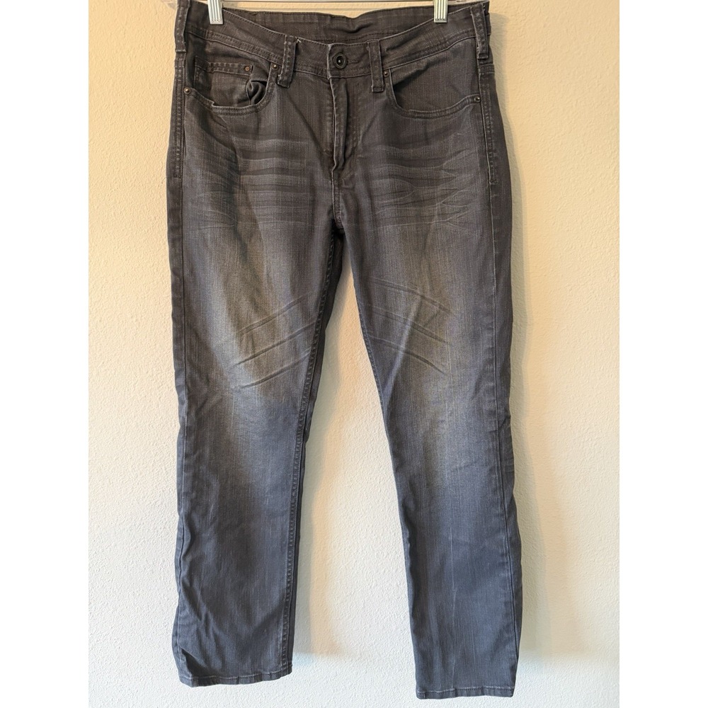 Buffalo David Bitton Mens Jeans 32x30 Gray Slim Straight Stretch Distressed‎